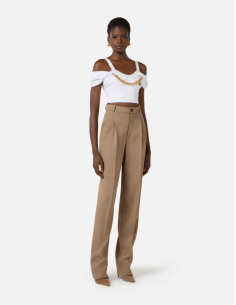 Elisabetta Franchi clay Pleated Trousers 2