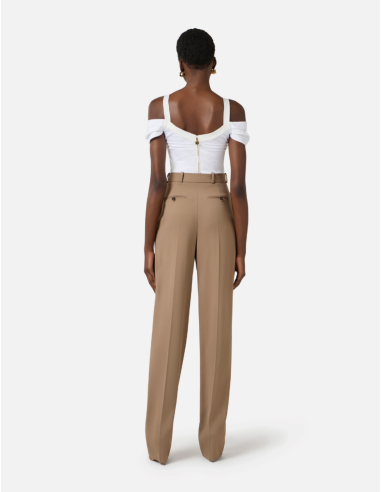 pantalon à pinces beige elisabetta franchi