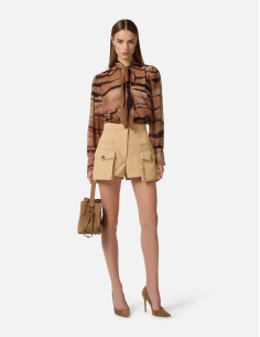 Elisabetta Franchi Camel Cotton Shorts 2