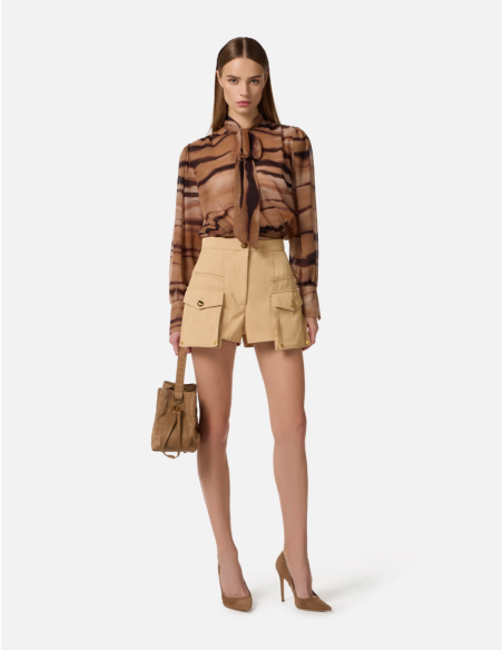 short en coton style safari femme