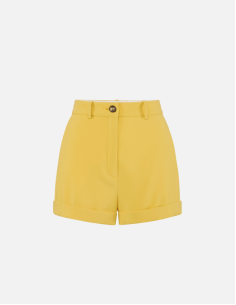 Luxury Italian Yellow Crepe Shorts for Women