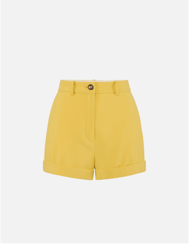short jaune en crêpe luxe italien femme