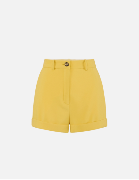 short jaune en crêpe luxe italien femme