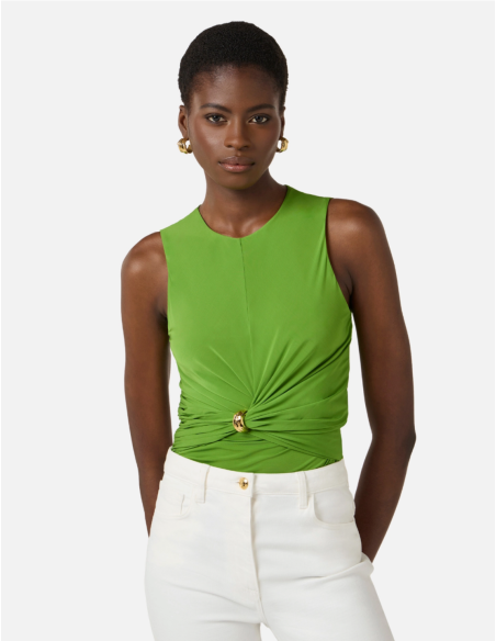 Draped Green Top With Jewels Summer Fashion