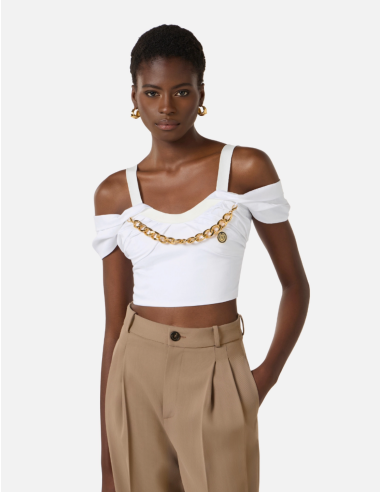 top blanc collier or elisabetta franchi