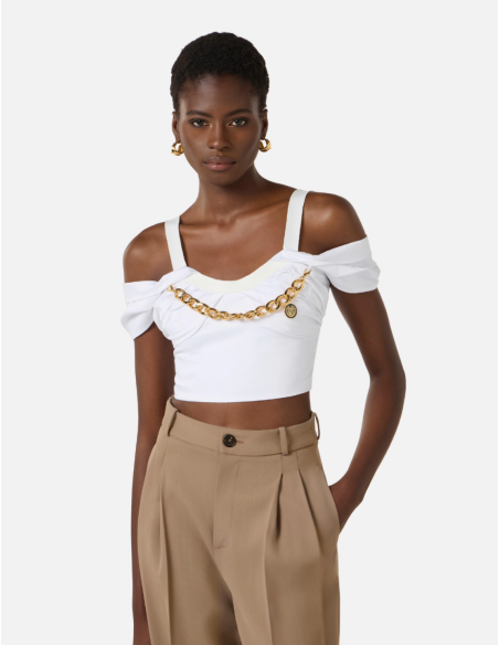 top blanc collier or elisabetta franchi