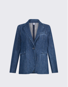 Veste denim bleu strass chic femme