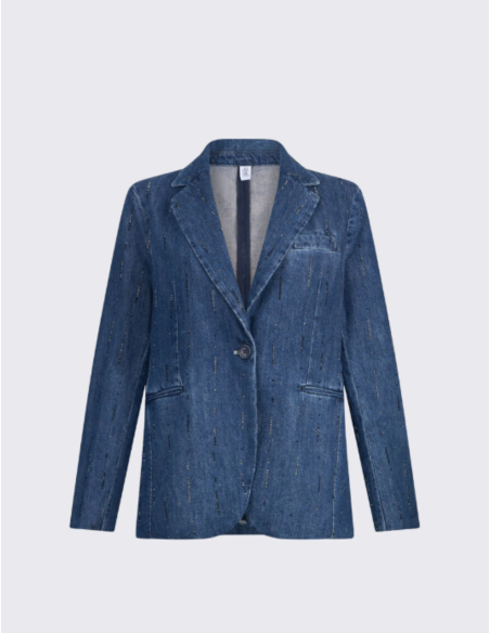 Blue denim jacket with strass chic