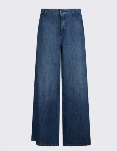 Jean évasé denim strass chic femme