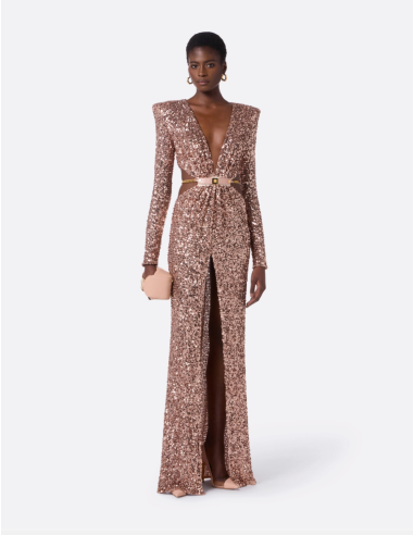 robe de cocktail en sequins nude elisabetta franchi