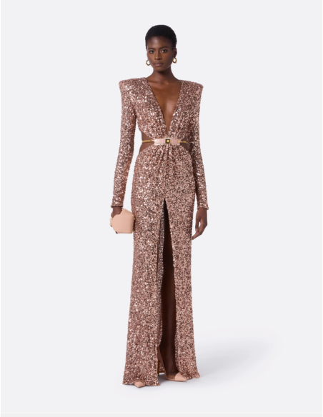 robe de cocktail en sequins nude elisabetta franchi