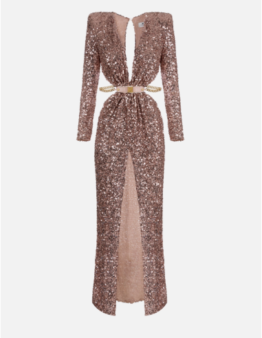 robe de soirée en sequins nude elisabetta franchi