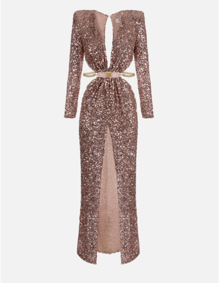 robe de soirée en sequins nude elisabetta franchi