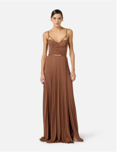 Camel Shiny Jersey Ceremony Dress 2