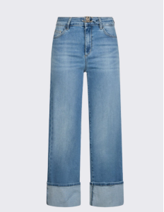 Jean évasé denim avec revers chic