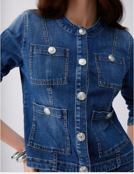 Blouson femme denim bleu casual chic