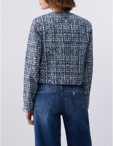 Tweed jacket stylish denim casual look