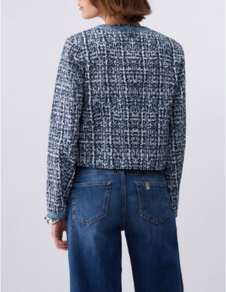 Tweed jacket stylish denim casual look