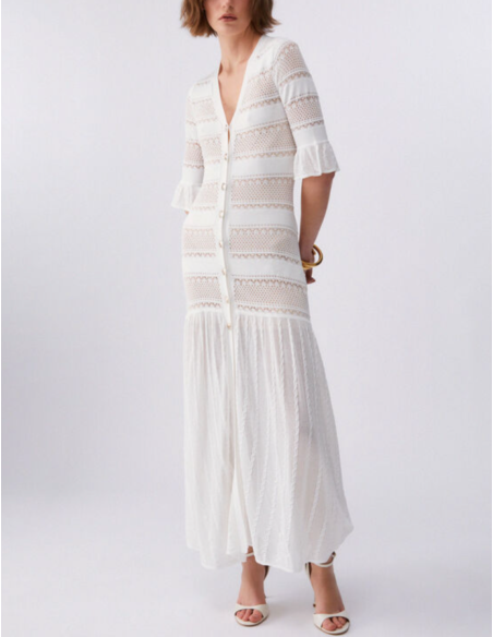 White long knit dress chic feminine