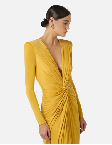 Robe de cocktail jaune luxe italien