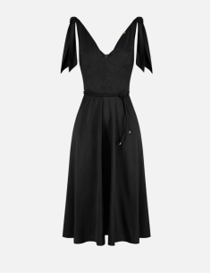 Voile fabric midi dress elegant silhouette