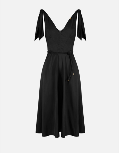 Voile fabric midi dress elegant silhouette