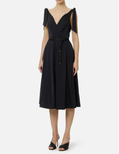 Voile fabric midi dress elegant silhouette 2