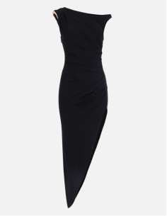 Elisabetta Franchi Asymmetrical Crepe Dress With Jewel Detail