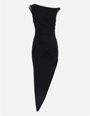 Elisabetta Franchi Asymmetrical Crepe Dress With Jewel Detail