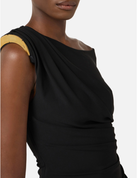 One-Shoulder Dress With Gold Metal Detail