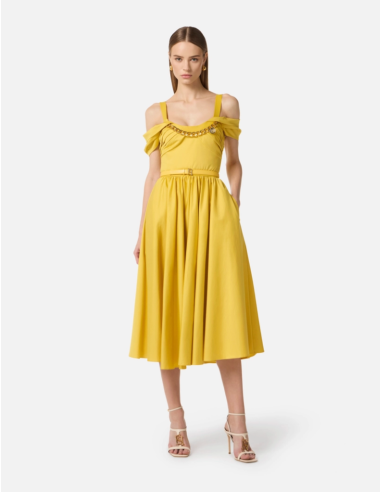 Elisabetta Franchi Dress With Elegant Jewel Chain