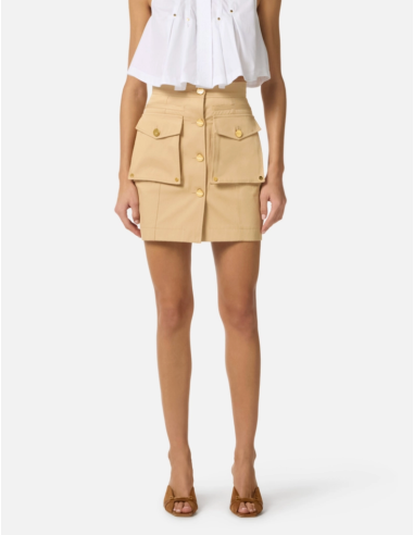 Elisabetta Franchi Camel Cotton Skirt