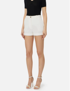 Luxury Italian White Crepe Shorts for Women