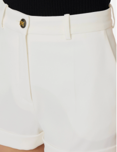 Luxury Italian White Crepe Shorts for Women 2