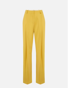 Lightweight yellow crepe trousers for women