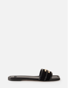 Flat black leather sandals Elisabetta Franchi
