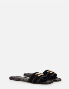 Flat black leather sandals Elisabetta Franchi 2