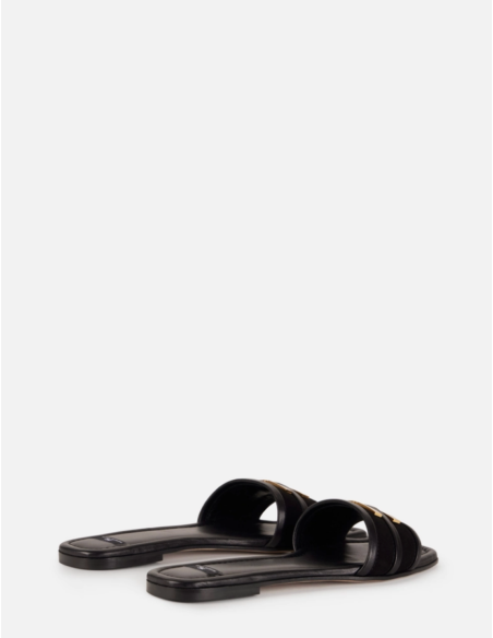 sandales noires logo elisabetta franchi
