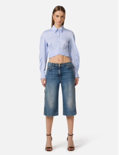 Elisabetta Franchi Denim Bermuda Shorts with Zip 2