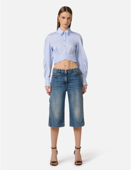 Elisabetta Franchi denim bermuda shorts with zip