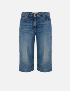 Elisabetta Franchi Denim Bermuda Shorts with Zip