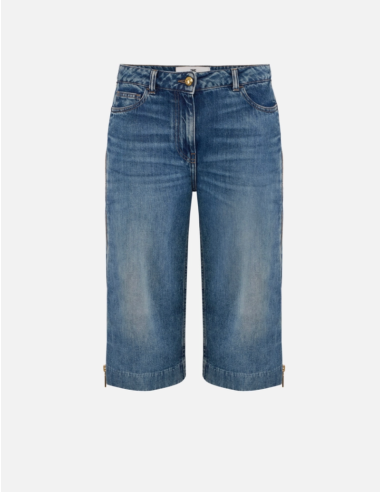 Elisabetta Franchi Denim Bermuda Shorts with Zip
