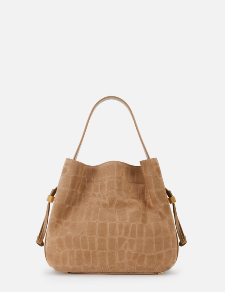 Clay croco-print suede bag