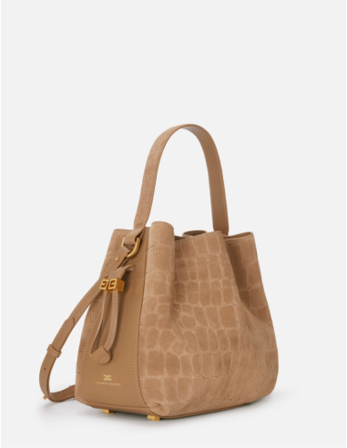 Camel croco-print shopper bag Elisabetta Franchi