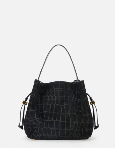 Black croco-print shopper bag Elisabetta Franchi