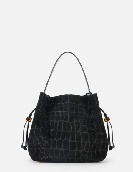 Black croco-print shopper bag Elisabetta Franchi