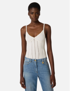 Elisabetta Franchi White Knit Bodysuit 2