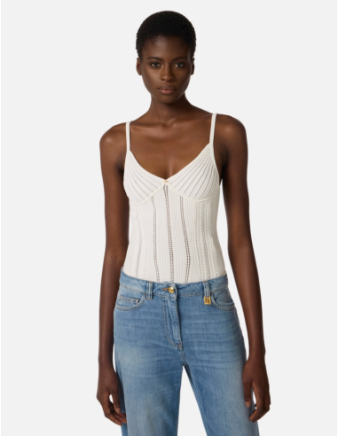 body blanc en tricot marque luxe femme