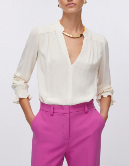 Blouse georgette vanille chic élégante féminine