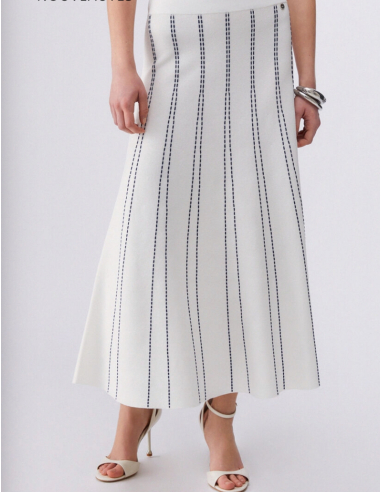 Liu Jo midi skirt striped white navy